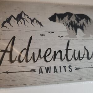 Adventure Awaits Rustic Metal Tin Home Decor